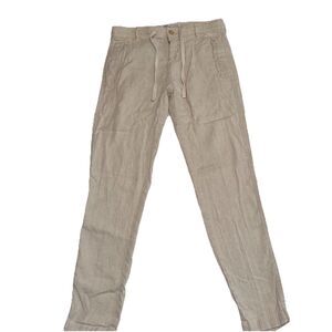 Zara Pull On Wide‎ Leg Linen Blend Pants Size 29 Drawstring Pockets Beachy